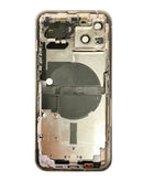 Tapa trasera con componentes preinstalados para iPhone 13 en color rosa, ideal para reparaciones en Guatemala.