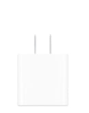 Adaptador de corriente USB-C blanco de 20W para carga rápida de dispositivos electrónicos.