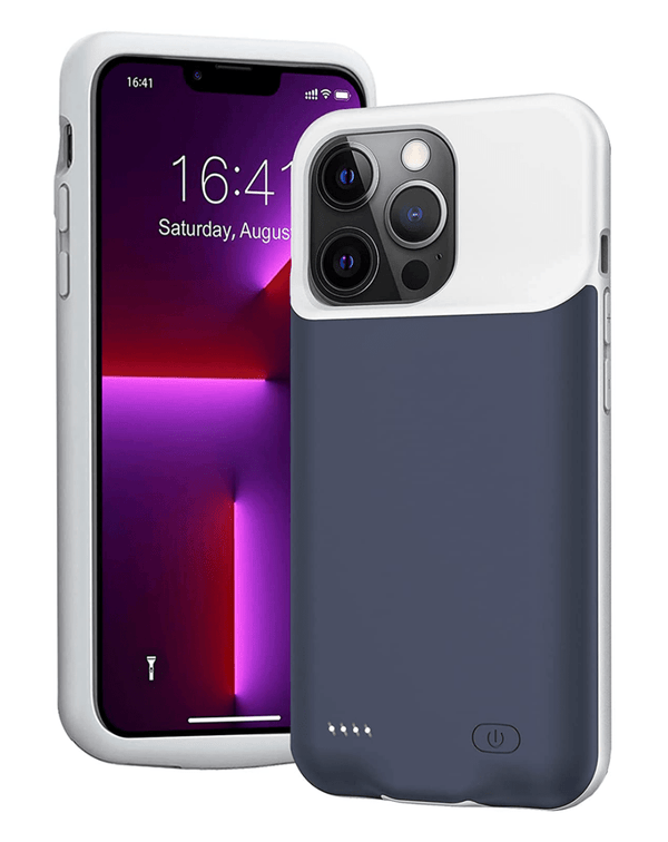 Encuentra la mejor batería iPhone 13 slim de goma suave en Guatemala con 7000mAh en color azul en nuestro mayorista de accesorios.