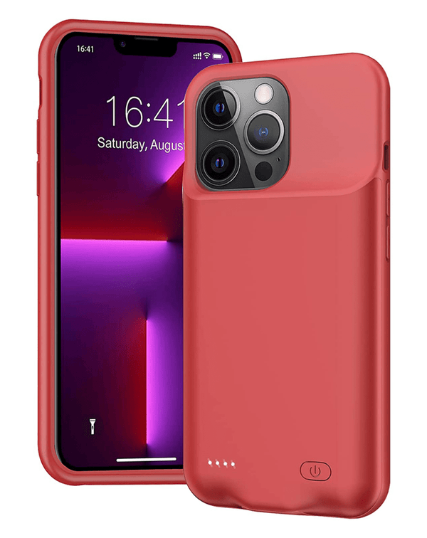 Encuentra la mejor funda de carga slim de goma suave de 7000mAh para iPhone 13 en Guatemala.