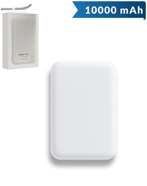 Encuentra PowerBank con carga inalámbrica de 10000mAh en Guatemala, distribuido por MS en color blanco.