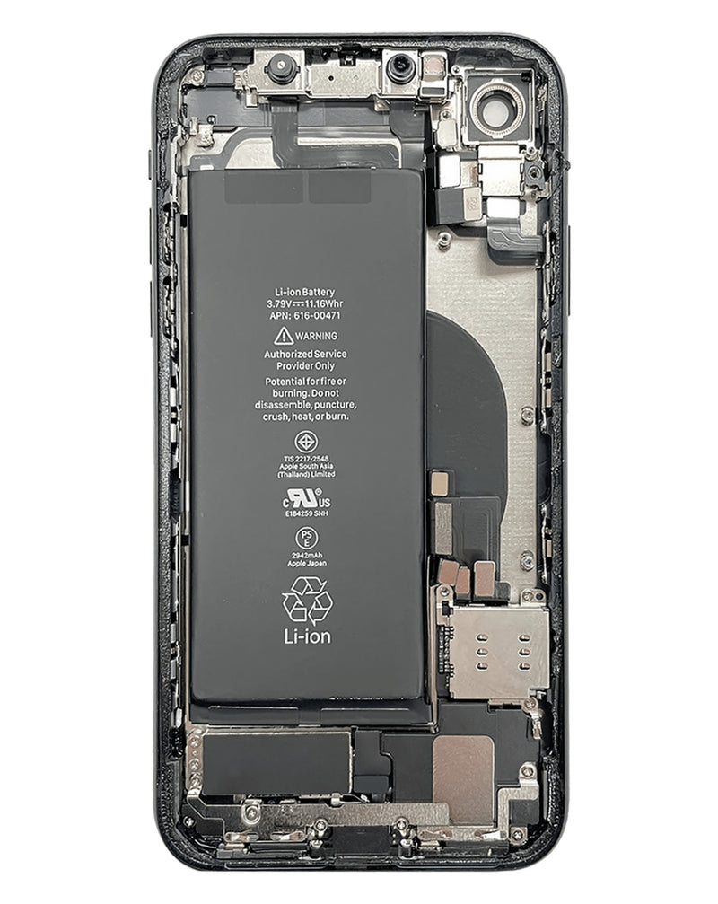 Marco de carcasa trasera con componentes pequeños preinstalados para iPhone XR en Guatemala.