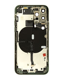Encuentra el marco trasero con componentes pequeños preinstalados para iPhone 11 Pro en Guatemala, ideal para reparaciones en talleres especializados.