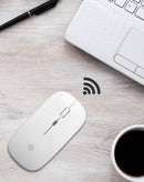 Venta de mouse inalámbrico PowerPeak (2.4ghz) en blanco en Guatemala, perfecto para periféricos de computadora.