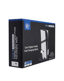 Base de carga doble SlowBack negra para controladores PlayStation 5, PS5 Pro y PS5 Slim, cargando dos mandos simultáneamente.