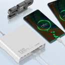Estación de carga LDNIO Q605 de 120W con múltiples puertos USB-C y USB-A, en color blanco y negro.