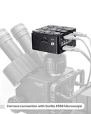 Cámara industrial QianLi AI 4K, lente plateada, puertos HDMI y USB, perfecta para inspección electrónica con SlowBack.
