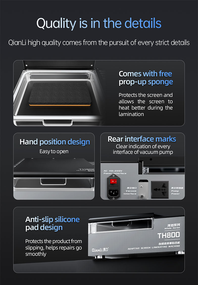 Maquina de laminado de pantalla adaptativa QianLi iWhole Series TH800 ...