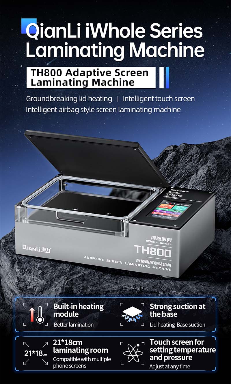 Maquina de laminado de pantalla adaptativa QianLi iWhole Series TH800 en Guatemala.