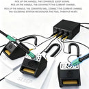 Adaptador QianLi H3T SlowBack para estación de soldadura triple canal, con conectores para herramientas de soldar.