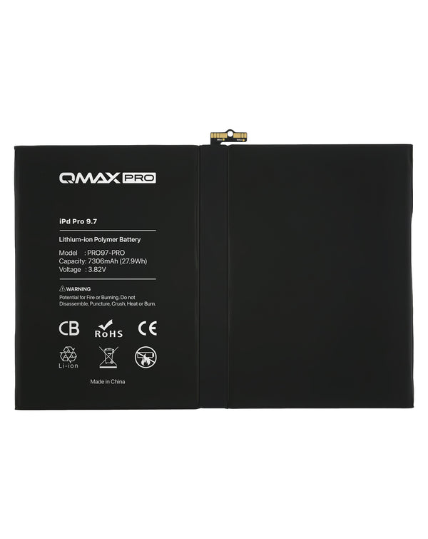 Reparación de batería para iPad Pro 9.7 en Guatemala, con batería de marca QMAX y componentes de calidad.