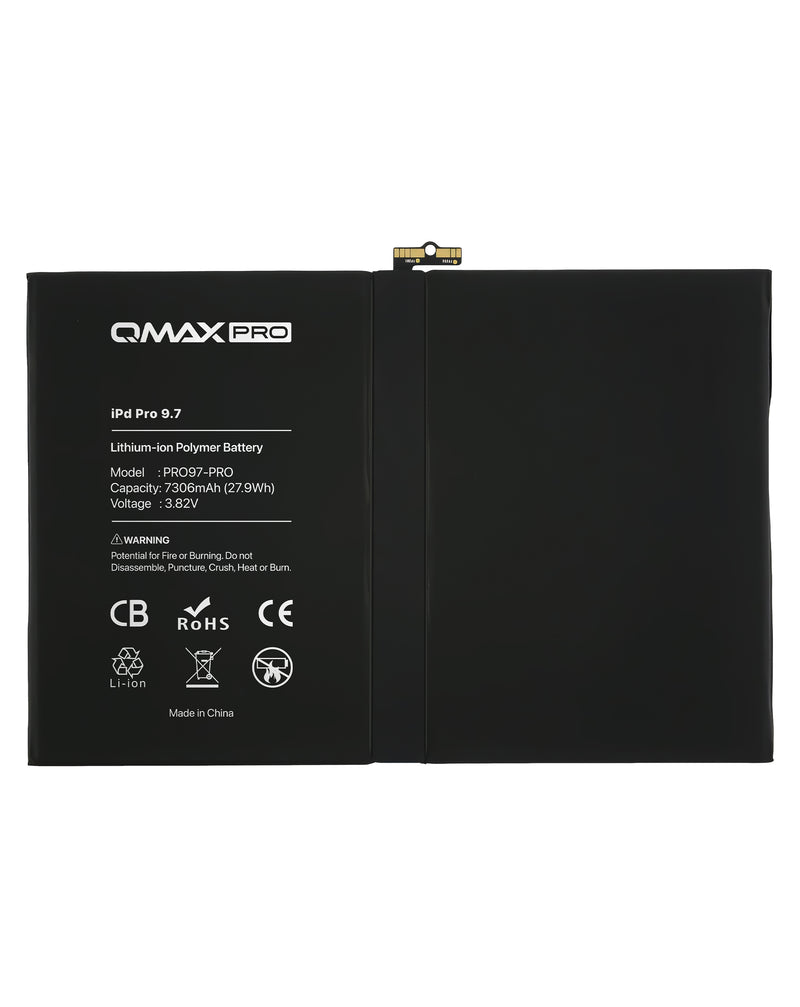 Reparación de batería para iPad Pro 9.7 en Guatemala, con batería de marca QMAX y componentes de calidad.