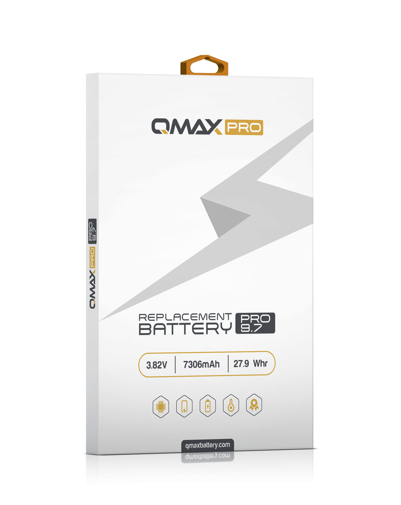 Reparación de batería para iPad Pro 9.7 en Guatemala, con batería de marca QMAX y componentes de calidad.