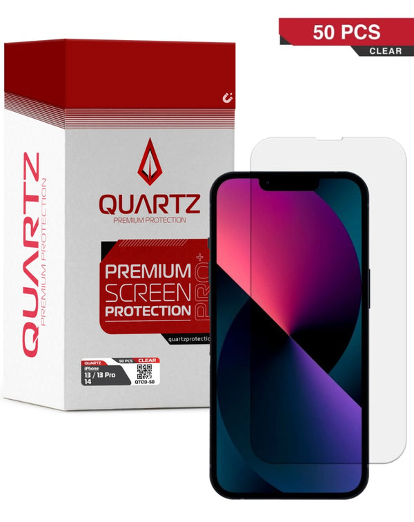 Protector de pantalla de vidrio templado para iPhone 13/13 Pro/14/16e en Guatemala, disponible en almacen mayorista de accesorios para iPhone.