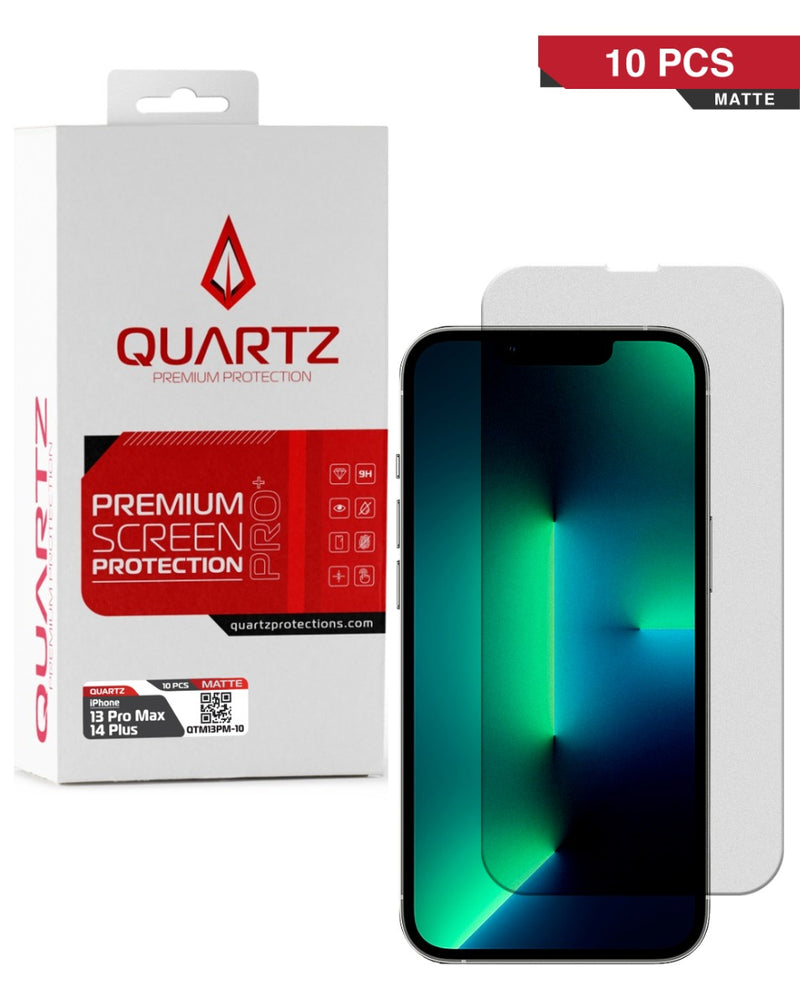 Compra al por mayor el pack de 10 tapas traseras QUARTZ matte tempered para iPhone 13 Pro Max / 14 Plus en Guatemala.