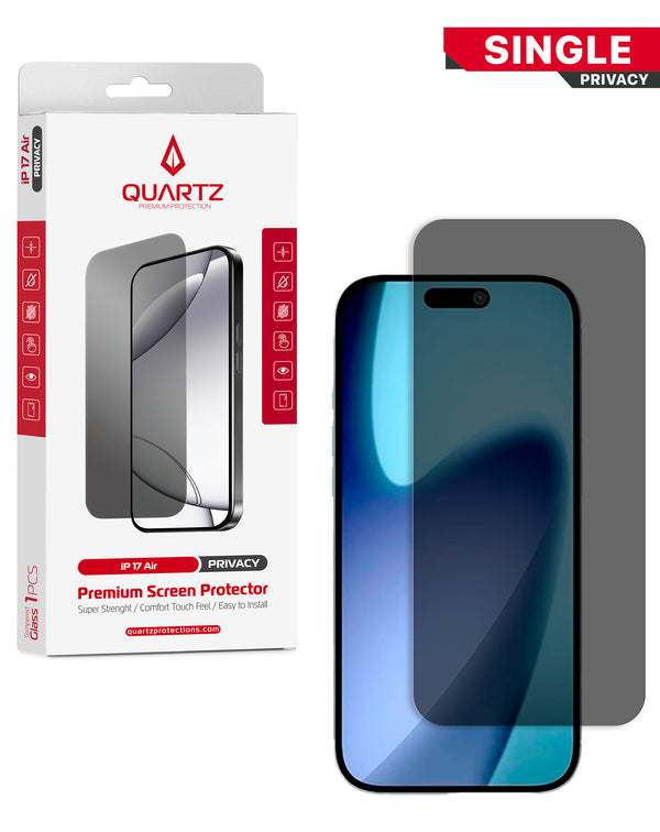 Protector de pantalla de vidrio templado con privacidad QUARTZ para iPhone Air en Guatemala, ideal para mantener tu pantalla protegida y tu privacidad a salvo.
