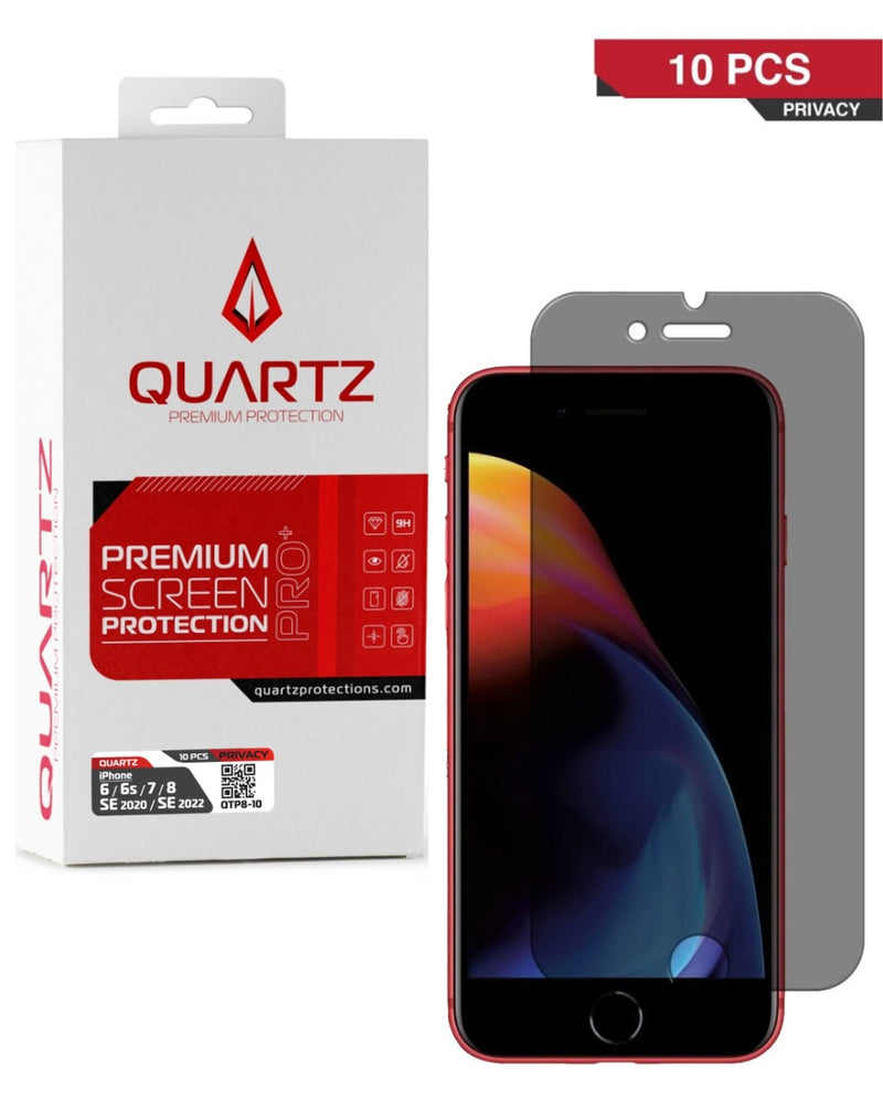 Protector de pantalla de vidrio templado Privacy QUARTZ para iPhone SE, 2022, SE 2020, 8, 7, 6s y 6 en Guatemala.