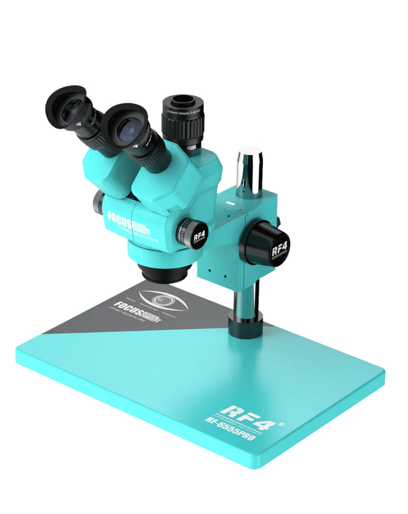 Encuentra el Microscopio stereo trinocular sincrono zoom 6.5-65X RF6565 Pro con base de aleacion de aluminio RF-D2 en Guatemala para comprar al por mayor.