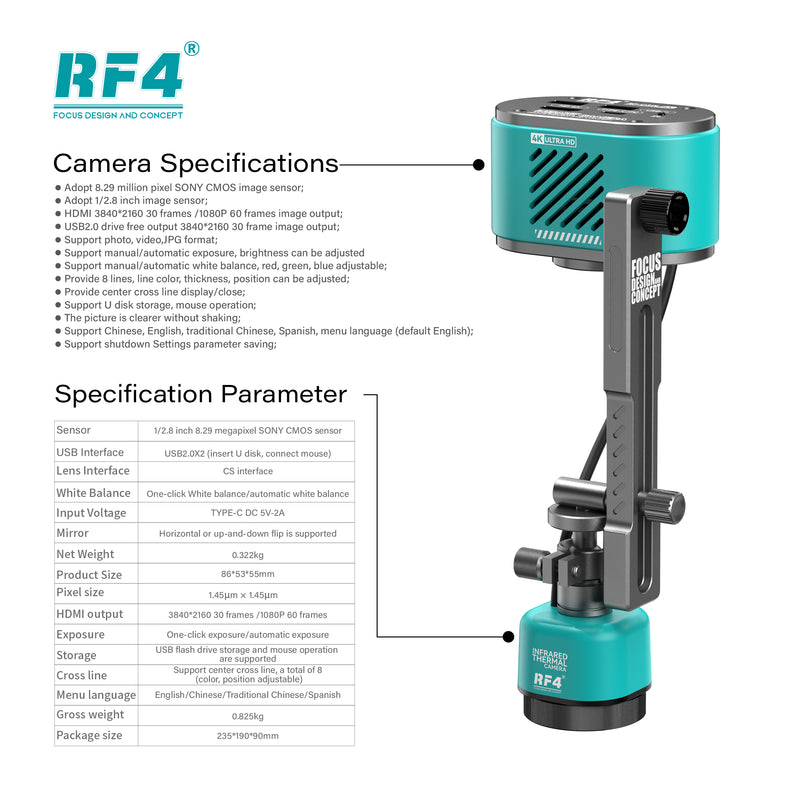 Venta de cámara térmica RF4 RF-C39L 2-en-1 con tecnología dual-espectral en Guatemala para aplicaciones industriales y de seguridad.