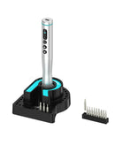 Destornillador eléctrico RF4 ED4S con 42 bits y base de carga, ideal para electrónica y reparaciones de precisión.
