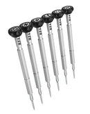 Set de destornilladores de precisión RF4 6 en 1 universal, puntas Torx, Philips y Pentalobe, ideal reparación electrónica.
