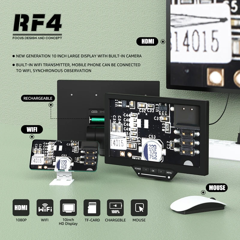 Compra la pantalla RF4 YS010W 10 Inch Microscope 16 MP Wifi con cámara incorporada en Guatemala al mejor precio.