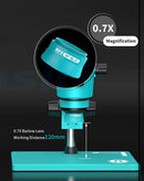 Lente auxiliar óptica RF4 BL05 de 0.5X con iluminación LED integrada para microscopios, ideal para BajoPPLCD y componentes electrónicos.
