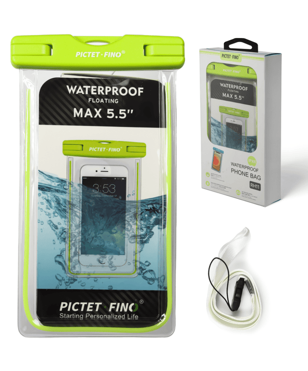 Bolsa impermeable universal para celular ROMIX RH11 en color verde, ideal para proteger tu dispositivo en Guatemala.
