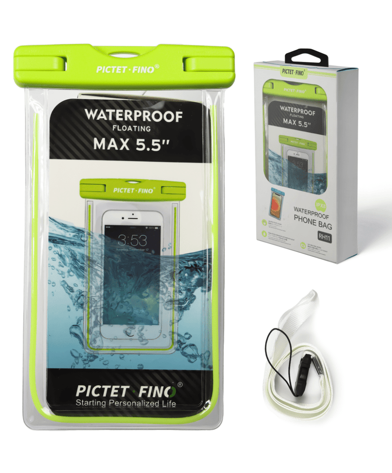 Bolsa impermeable universal para celular ROMIX RH11 en color verde, ideal para proteger tu dispositivo en Guatemala.