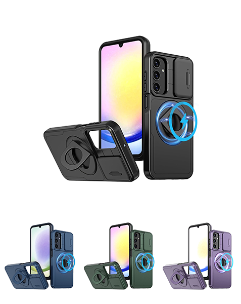 Funda con soporte y cubierta deslizable para lente de cámara del Galaxy S25 en Guatemala.