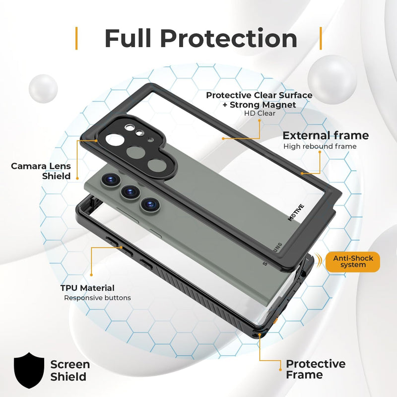 Protege tu Samsung Galaxy S24 Ultra con la funda REDPEPPER FS Series transparente e impermeable en Guatemala.