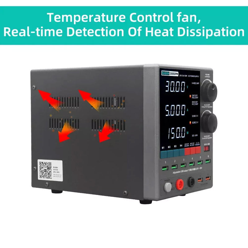 Compra la fuente de poder ajustable SUGON 3005PM 30V / 5A con display LED de 4 dígitos en Guatemala para tus proyectos de alta precisión.