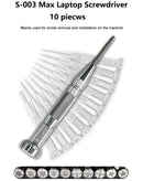 Set de destornilladores de precisión SoFix S003 Max para reparación de notebooks, con puntas variadas.