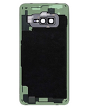 Tapa trasera Samsung Galaxy S10E con lente de cámara y adhesivo en color amarillo disponible en Guatemala para reparaciones.