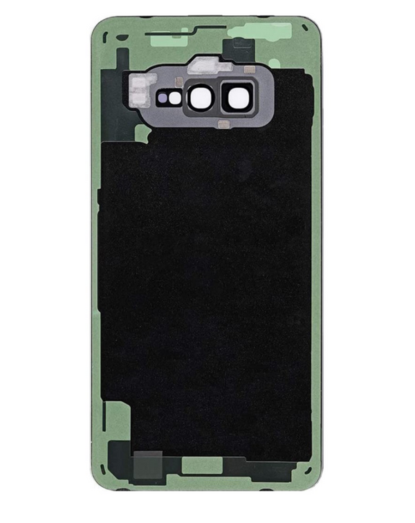 Tapa trasera Samsung Galaxy S10E con lente de cámara y adhesivo en color amarillo disponible en Guatemala para reparaciones.