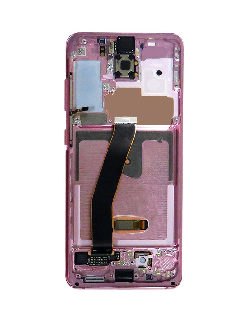 Pantalla OLED con marco para Samsung Galaxy S20 en Guatemala, ideal para reparaciones en talleres especializados.