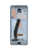Reparación de pantalla OLED con marco para Galaxy S20 en Guatemala, disponible en color Cloud Blue.