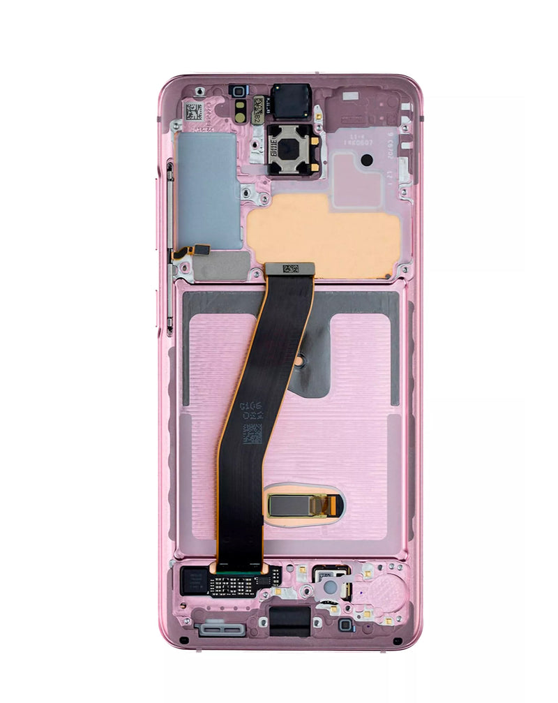 Reparación de pantalla OLED con marco en color Cloud Pink para Samsung Galaxy S20 en Guatemala.