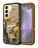 Protector resistente para Samsung Galaxy S21 en color camuflaje naranja, ideal para encontrar en Guatemala en tiendas de accesorios para celulares y mayoristas de tecnología.