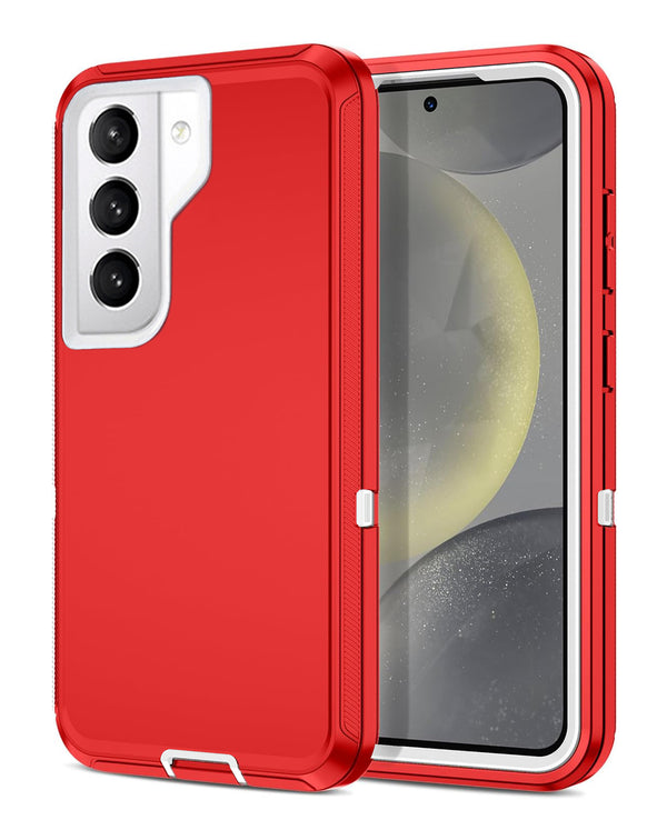 Encuentra la mejor funda heavy duty para Galaxy S21 en Guatemala, disponible en color rojo y blanco.