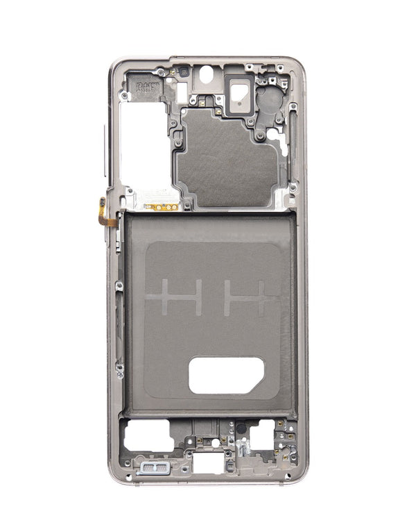 Encuentra la carcasa intermedia plateada para Samsung Galaxy S21 (versión norteamericana) en Guatemala con nuestro mayorista de repuestos.
