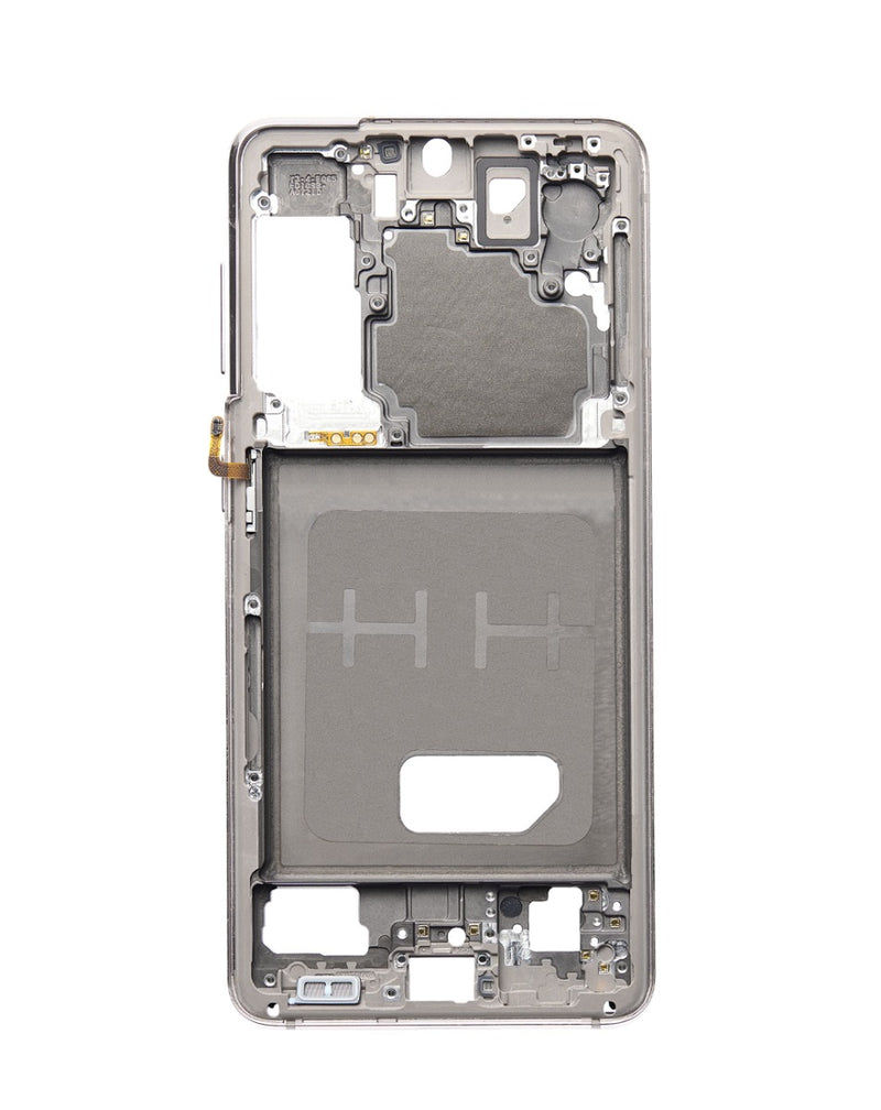 Encuentra la carcasa intermedia plateada para Samsung Galaxy S21 (versión norteamericana) en Guatemala con nuestro mayorista de repuestos.
