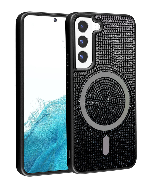 Compra la funda de carga inalámbrica bling con diamantes de cristal BLACK & SILVER para Galaxy S21FE en Guatemala.