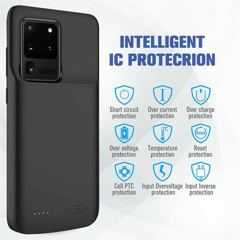 Protege tu Galaxy S21 Ultra con una funda protectora de carga slim de 4700mAh en Guatemala.
