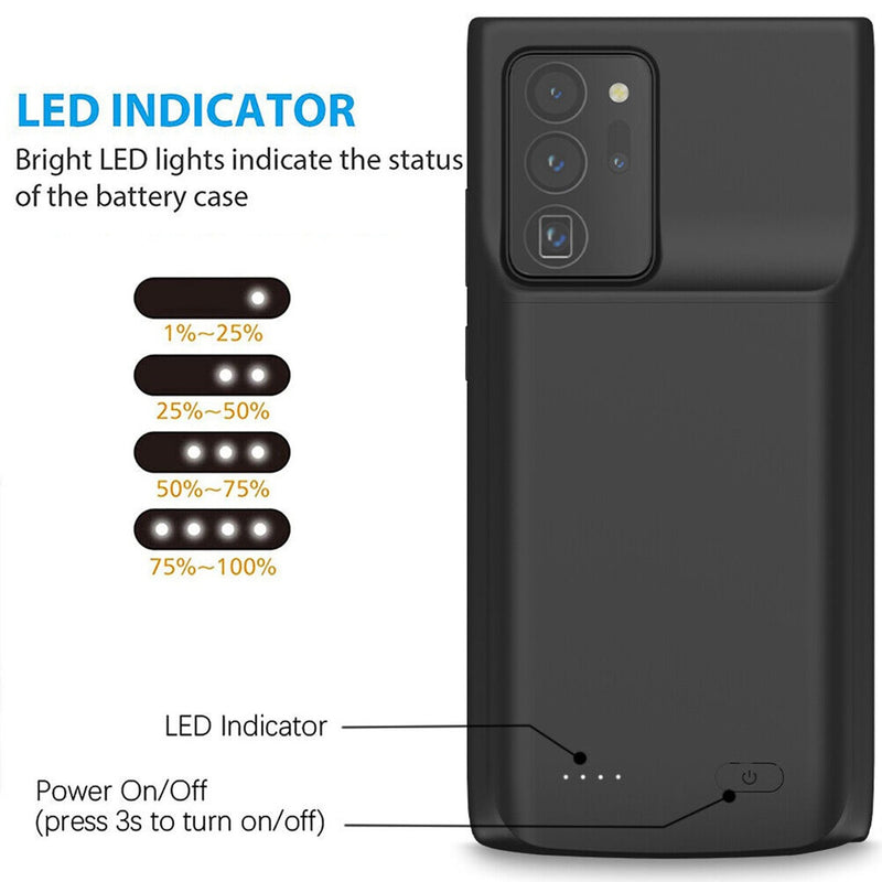 Protege tu Galaxy S21 Ultra con una funda protectora de carga slim de 4700mAh en Guatemala.
