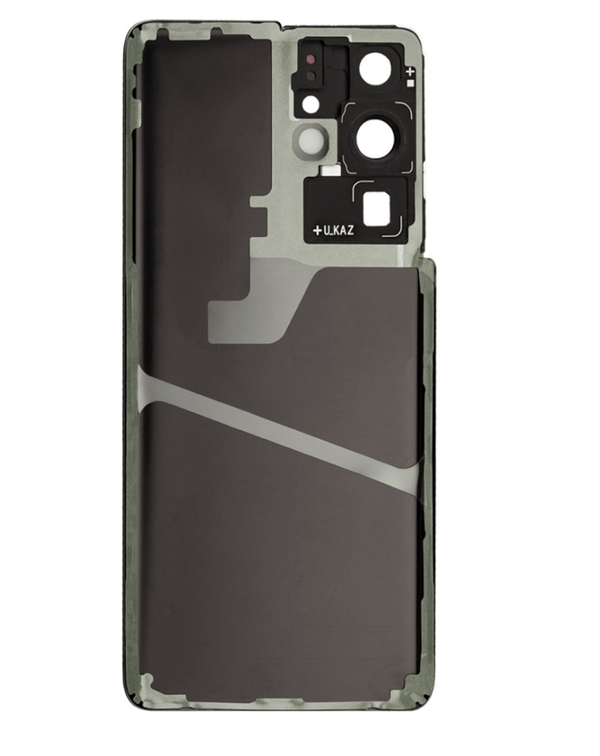 Encuentra tapas traseras para reparación de Galaxy S21 Ultra en Guatemala con adhesivo y lente de cámara en color Phantom Silver.