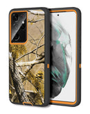 Protege tu Samsung Galaxy S21 Ultra con esta funda heavy duty en estilo camuflaje naranja en Guatemala.