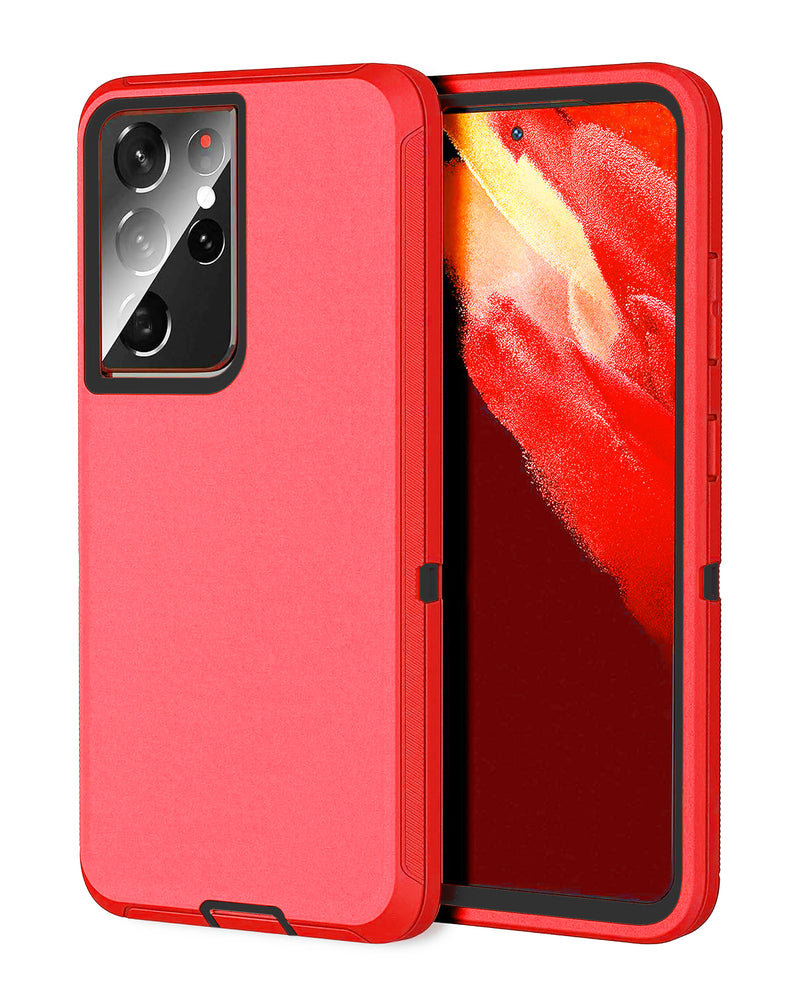 Protector heavy duty en Guatemala para Galaxy S21 Ultra en color rojo y negro, ideal para reparaciones de smartphone y mayoristas.