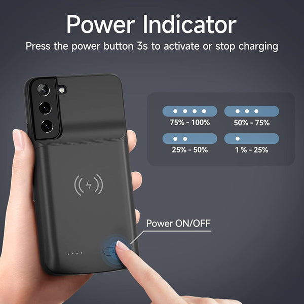 Protege y carga tu Galaxy S22 Plus con esta funda protectora Slim de 4800mAh en Guatemala.