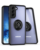 Protege tu Galaxy S22 Plus con estilo y seguridad con esta funda negro rigida con borde soft TPU y porta anillo en Guatemala.